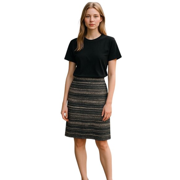 Lilly Pulitzer‎ Tweed Women's Skirt Navy Metallic Boucle Sz 4 - Picture 1 of 4